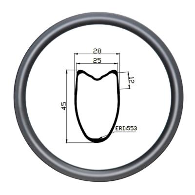 China Road Bikes GoFast High Performance 700c Road Bike Rim Brakes Disc Brake Carbon Wheel Rim 25mm Width 45mm Depth Tubular Carbon for sale