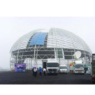 China Long Span Structural Prefab Dome Roofing Truss Structure Steel Roof For Large Capacity Storage Ore Storage for sale