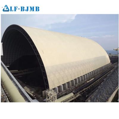 China Large Structural Roofing Span Galvanized Lightweight Outdoor Arched Steel Structure Coal Shed Dry Storage for sale