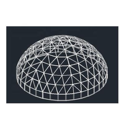 China Steel Structure Factory Building Prefab Roof Dome Roof Atrium Structural Covering Glass Roof for sale