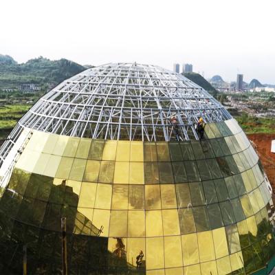 China Modern Steel Structure Frame Prefabricated Conference Hall Buildings Curtain Wall Dome Roof Glass Building zu verkaufen