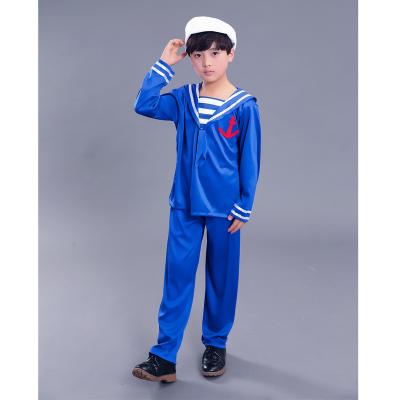 China Fancy Kids Costume Boys Cosplay Costume Blue Stripes Shirt Sailor Halloween Costume Party--HSG17303 for sale