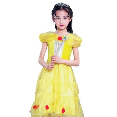 China Polyester Cosplay Costume Halloween Girls Dress Bella Princess Character Yellow Dress--HSG17273 for sale