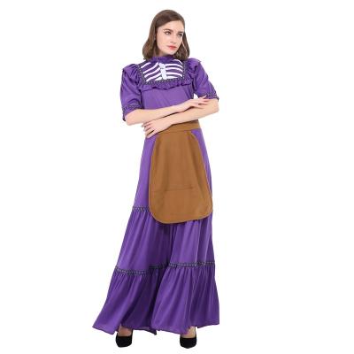 China Adult Halloween Fancy Dress Costume Purple Bone Maid Long Dress Adult Costume Ghost Bride--HSG18140 for sale