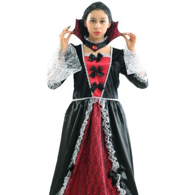 China Polyester Adult Halloween Costumes Dark Dress Red Women Cosplay Vampire Dress Costume-HSG17198 for sale