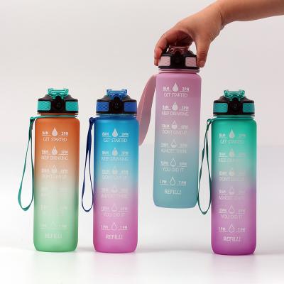 China Amazon Sports Reusable Free Gym Bpa Free Viable Hot Selling Plastic Straw 64oz 1 Gallon Motivational Water Bottle With Time Marker for sale