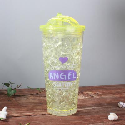 China Viable Fashion Goddess Straw Cup Coffee Cup Summer Holiday Radiant Double Layer Plastic Tumbler for sale