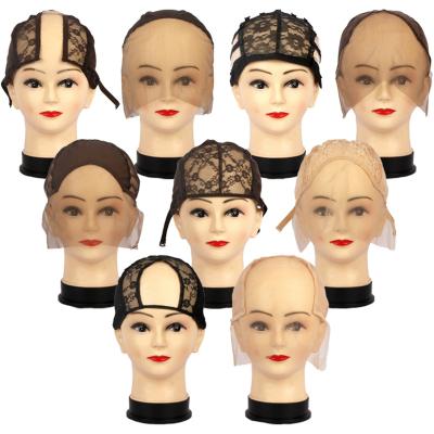 China All Styles Full Coverage 22 Skin Color Non-slip Lace Wig Stretch Net Dome Cap Mesh Spandex Net Dome Cap Hair Net Dome Cap For Making Wigs Lace for sale