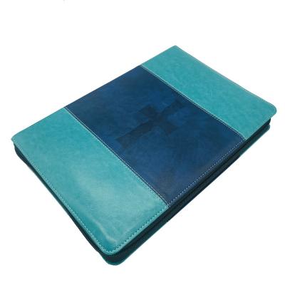 China paper & Good Quality Cardboard Custom Bible Printing PU Leather Bible Book Cover With Zipper for sale