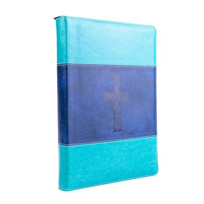 China paper & Custom Leather Cardboard PU KJV Bible Printing With Zipper Bag for sale