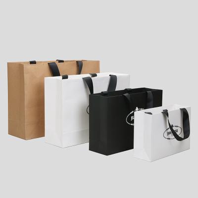 China Recycled Materials Jinyu Packing Luxury Custom Brown Black Kraft Gift Shopping Craft White Paper Bag With Handles For Printed Your Own Logo for sale