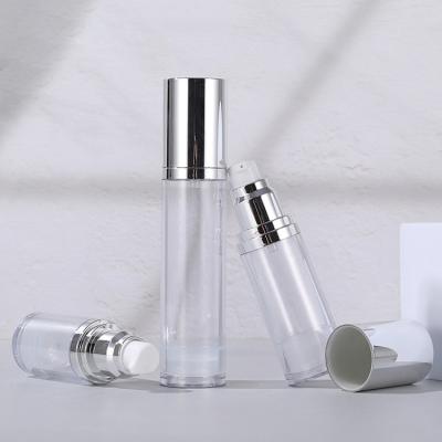 China 15ml 30ml 50ml Gold Silver Cosmetic Lotion Plastic Vacuum Container Airless Pump Bottle For Skin Care Set In Stock for sale