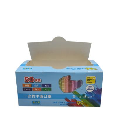 China Custom Recyclable Disposable Medical Surgical Disposable Face Mask Folding Box 50pcs Face Mask Packing Box for sale