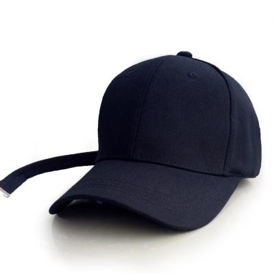 China Fashionable 6 Panel COMMON Hat Strap Long Baseball Cap Custom Design Embroidery Hat Wholesale Cap Dad Hats Plain Baseball Cap Black for sale