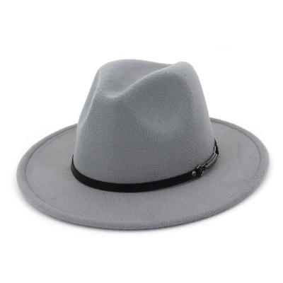 China High Quality Leather Belt Wholesale Band Wool Panama Hat Men Women Brim Wide Brim Jazz Hat Felted Hat Wool Cap for sale