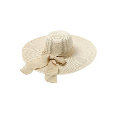 China New image style pure color summer beach lady sun popular female foldable wide brimmed straw hat for anti UV for sale