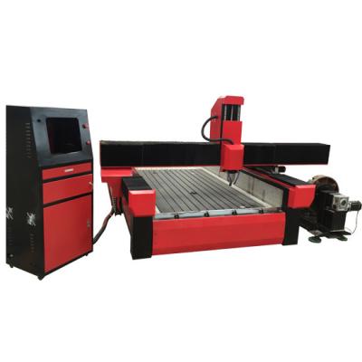 China Máquina de grabado de piedra del router del CNC con el tamaño 1300*2500m m y KC1325R-S rotatorio de torneado de la mesa de trabajo en venta