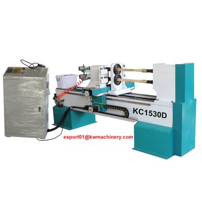 China KC1530D CNC WOOD LATHE FACTORY IN CHINA DOUBLE SPINDLES CNC WOOD TURNING LATHE à venda