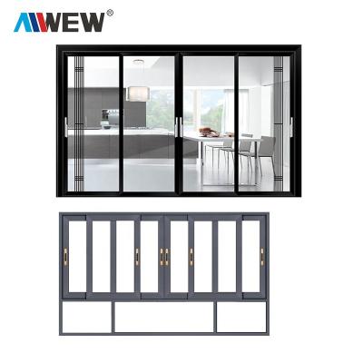 China Sound Insulation Frame Thermal Break Sliding Doors And Windows Aluminum Interior Sliding Doors for sale