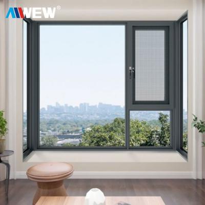 China Folding Screen Alwew Aluminum Alloy Frame Hardware And Horizontal Opening Pattern Aluminum Windows In China for sale