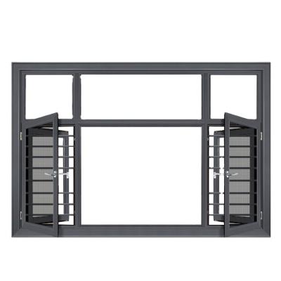 China Aluminum Folding Screen Alwew Interior View Professional Double Casement Window With Grille Design With Nice Price for sale