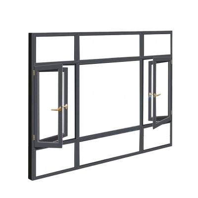 China New Design Folding Screen Casement With 2021 Grills Fixed Hinge Powder Coated Pine Wood Impact Coated Hidden Black Aluminum Window Slide for sale