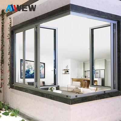 China ALWEW Screen Tempered Glass Aluminum Bifolding Windows Folding Local Aluminum Bifold Window for sale