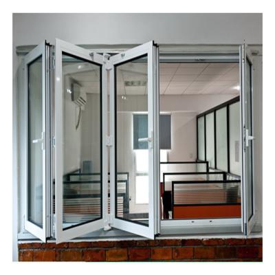 China European Folding Screen ALWEW CE Style Aluminum Fold Up Window PVC Folding Glass Bifold Window Windows for sale