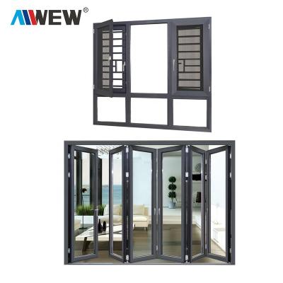 China heat & Healthy Insulation& ALWEW Energy Saving Safe Glass Aluminum Folding Patio Bifold Bifold Door for sale