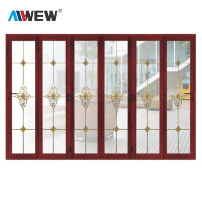 China Alwew Contemporary Aluminum Glass Patio Exterior Bifold Glazed Doors Double Glazing Aluminum Sliding Door for sale