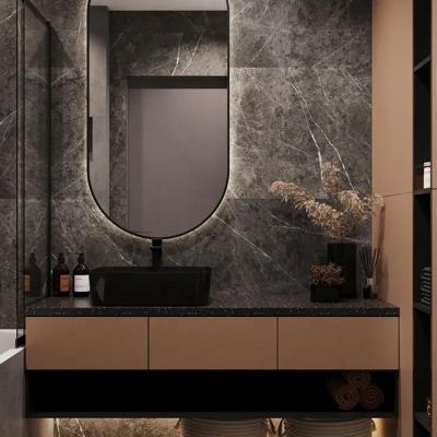 China Eco-friendly Antique Wash Basin Vanity High Gloss Single Bathroom Sink Cabinet Set for sale