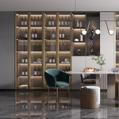 China Custom Home Convertible Luxury Wine Furniture Living Room Bar Cabinet Glass Wine Display Cabinet White Color for sale