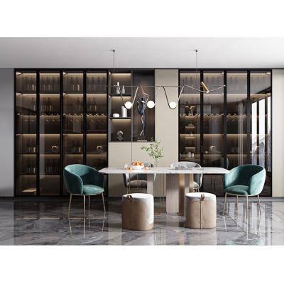 China Modern Wall Living Room Wine Cabinet Large Shelf Wine Cellar Whiskey Glass Wine Display Luxury Convertible Rack Cabinet for sale