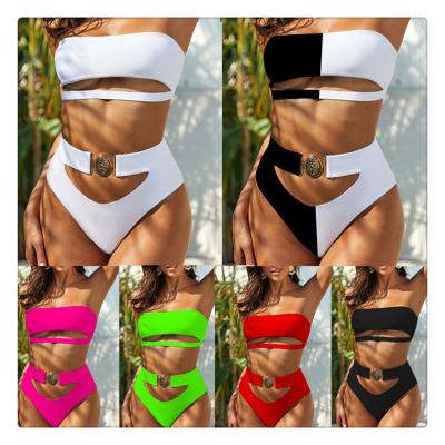 China 2021New Arrival Breathable Products Button Up Tube Bandage Bikini Swimwear For Summer for sale