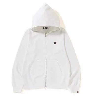 China anti-shrink bape fashion new custom design unisex white logo cotton full face zipper casual men Hoodies for sale