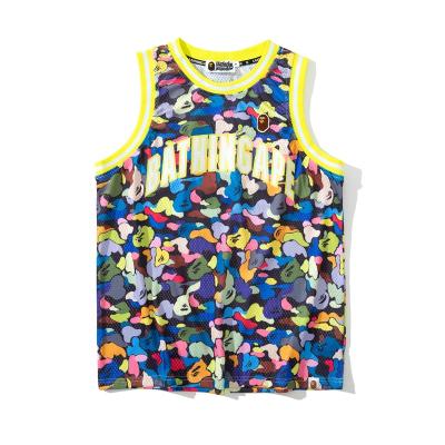 China 2021 BAPE Alternate MULTI LOGO Mesh CAMOUFLAGE Stitched Basketball Vest for sale