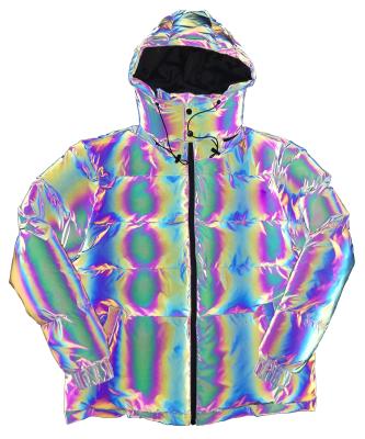 China Other Custom High Street Rainbow Winter Removable Men's Reflective Hood Jacket Plus Size Jackets for sale