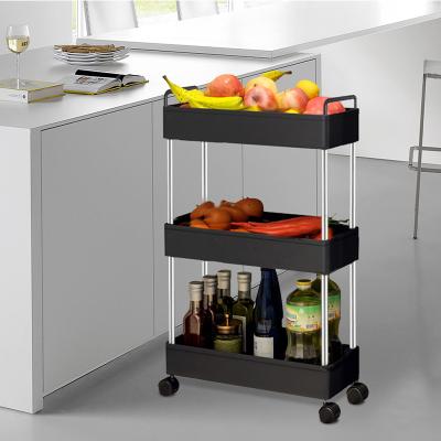 China 3 Layers Traditional Metal Kitchen Storage Rack Organizer 3stage Portable Kitchen Storage Tray Rack Trolley for sale