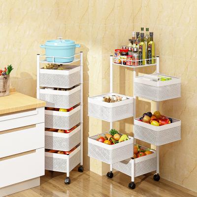 China Multilayer Bathroom Storage Rack Kitchen 2/3/4/5 Tier Revolving Floor Sustainable Round Fruit Storage Shelf Vegetable Rack for sale