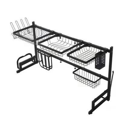 China Manufacturer Supply Multifunctional Retractable Storage Shelf Retractable Display Kitchen Over Sink Dish Drying Rack Drain Rack for sale