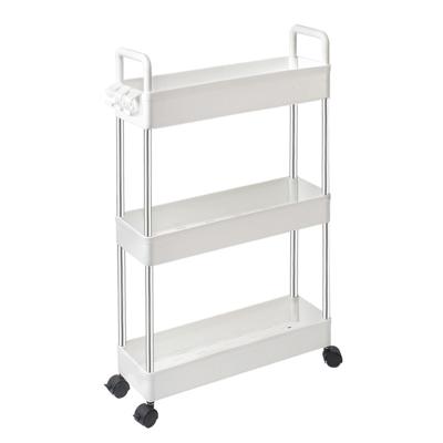 China Traditional 3 Layers Plastic Multifunctional Household Storage Rack Trolley/Cabinet Shelf for sale