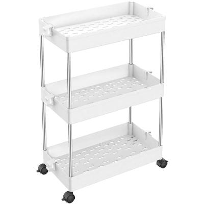 China Traditional 3 Layers Plastic Multifunctional Household Storage Rack Trolley/Cabinet Shelf for sale