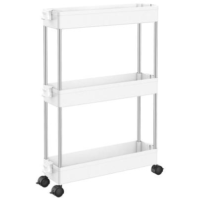 China Traditional 3 Tier Kitchen Mobile Bathroom Rack Trolley Storage Flexible Serving Carts with Drawers and Wheels for sale