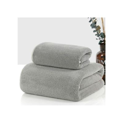 China High Density Sustainable Gray Microfiber Coral Fleece Towel High Density Bath Towel 100% Premium Bath Towel for sale