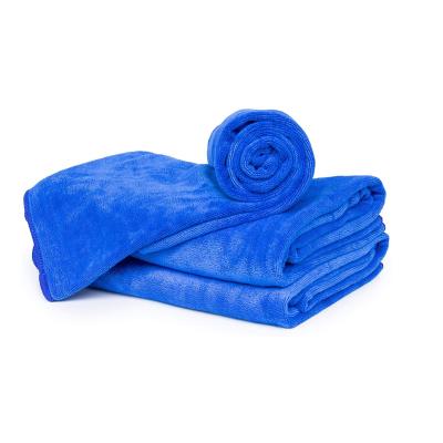 China Sustainable Blue Soft Microfiber Towel Quick Dry Terry Facial Towel for sale