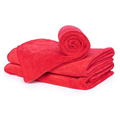 China Sustainable Red Terry Soft Microfiber Towel Quick Drying Facial Towel for sale