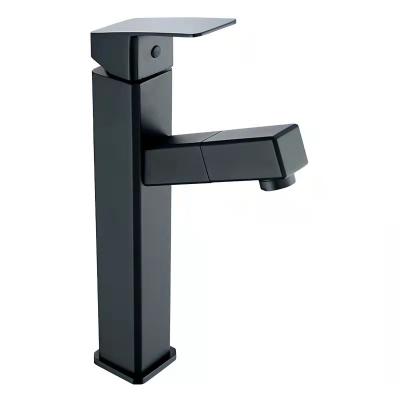 China Hot Sale Modern Black Hot Cold Water Pull Out Mixer Tap Single Handle Basin Faucet For Bathroom for sale