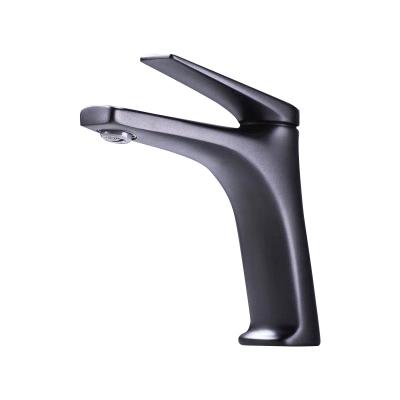 China Faucets Matte Black Metered Brass Basin Faucet Full Brushed Art Bathroom Single Handle Basin Faucet for sale