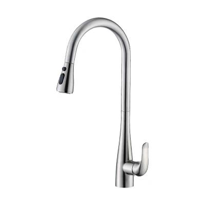 China Modern Single Handle Stainless Steel Pull Down Top Kitchen Faucet Arc Spout Kitchen Sink Mixer Tap for sale