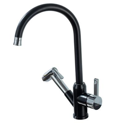 China Modern Hot And Cold Water Mixer Pull Out Kitchen Faucet Single Handle Single Hole Kitchen Sink Faucet for sale